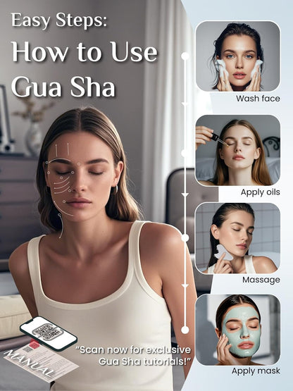 Gua Sha Facial Tools, Stainless Steel Guasha Tool for Acupuncture, Manual Massage Tool for Jawline Sculpting and Puffiness Reducing, Gua Sha Facial Massage Tool, Skin-Care Gift