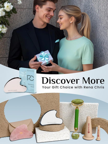 Gua Sha Facial Tools, Stainless Steel Guasha Tool for Acupuncture, Manual Massage Tool for Jawline Sculpting and Puffiness Reducing, Gua Sha Facial Massage Tool, Skin-Care Gift